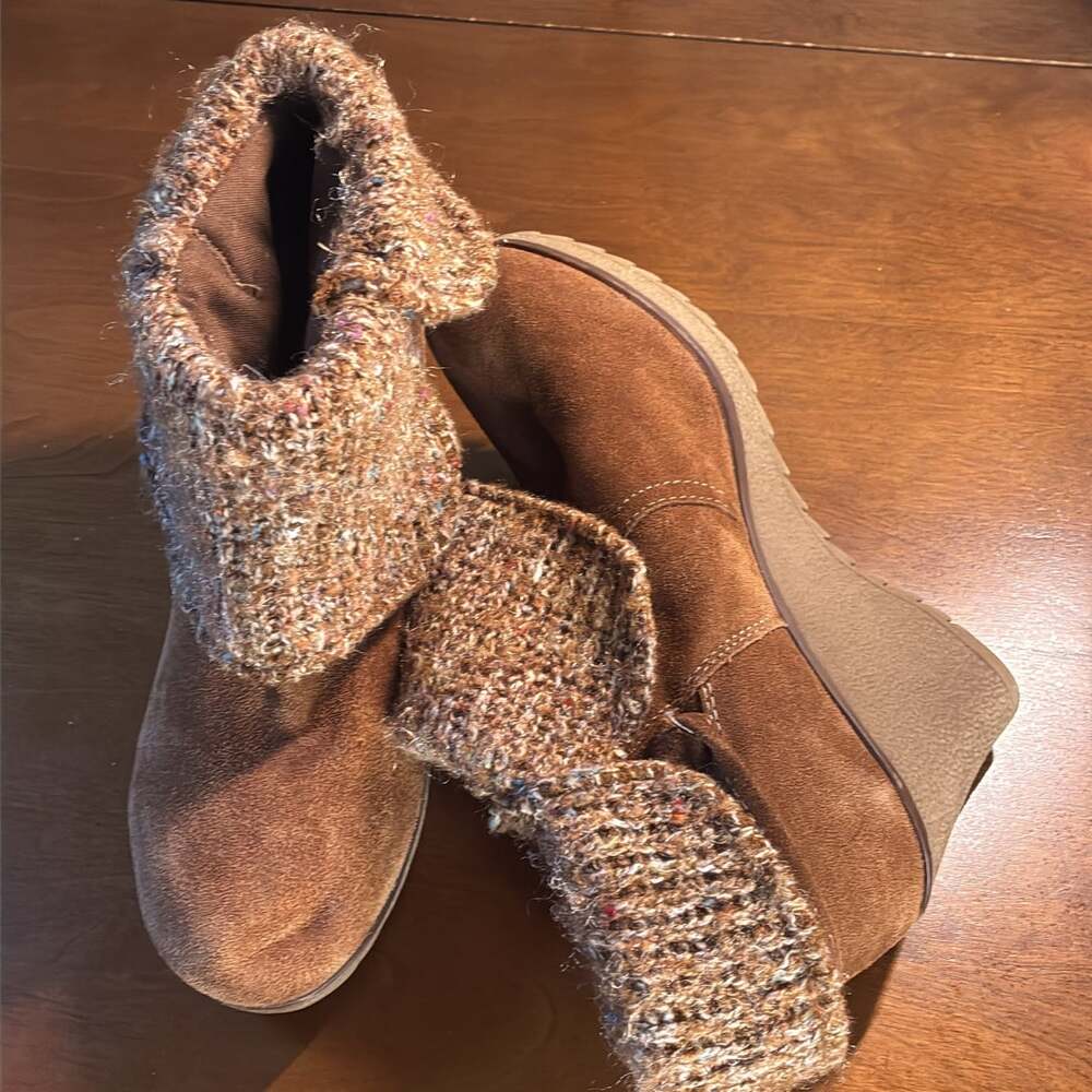 Bjorndal Lilly Wedge Leather Suede Boots Ankle Booties Size 8